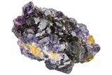 Deep Purple Fluorite Crystals with Quartz - China #112874-1